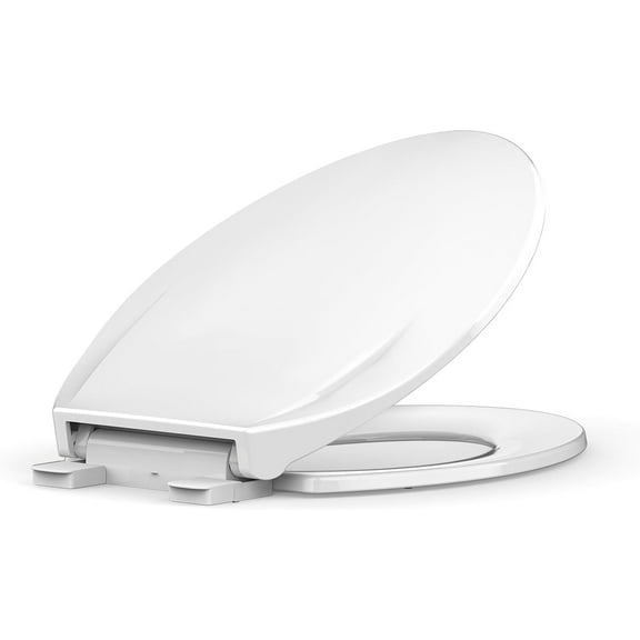 Hetoy Toilet Seat Elongated, Toilet Seat With Quick-Release&Quick-Attach, Hardware With Grip-Tight Bumpers, Slow-Close Toilet Seat, Easy Install and Clean, White