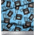 thumbnail image 3 of Soimoi Blue Rayon Crepe Fabric Mocha & Caramel Coffee Beverages Print Fabric by Yard 46 Inch Wide, 3 of 3