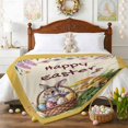 thumbnail image 3 of Throw Blanket Fleece Throw Blanket 50x60in, Colorful Eggs Rabbits Floral Mushrooms on Yellow Soft Lightweight Bed Blankets Happy Easter Fuzzy Couch Blankets for All Season, 3 of 9