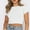 White, variant on Ichuanyi Womens Shirts , Women Crop Cute Trendy Basic Tight Rounk Neck Crop Blouse Short Sleeve Crop TopS
