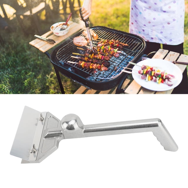 Griddle Scraper, Long Ergonomic Handle Anti Splash Grill Cleaning Scraper with Replacement Stainless Steel Blades for Commercial Use