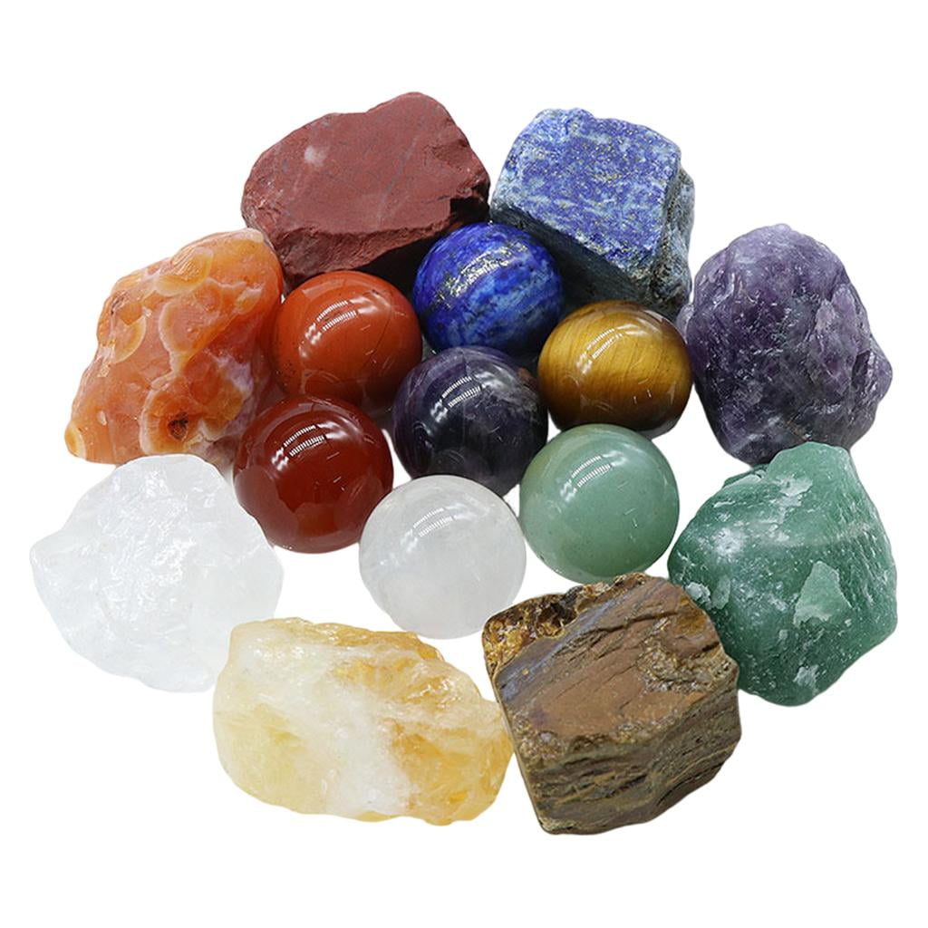KLKCMS 15pcs/set Crystal Energy Stones Citrine Red Jasper