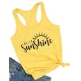 thumbnail image 7 of KimSoong Women Summer Sleeveless Tank Tops Hello Sunshine Letter Print Casual Loose Vest Vacation Shirt, 7 of 7