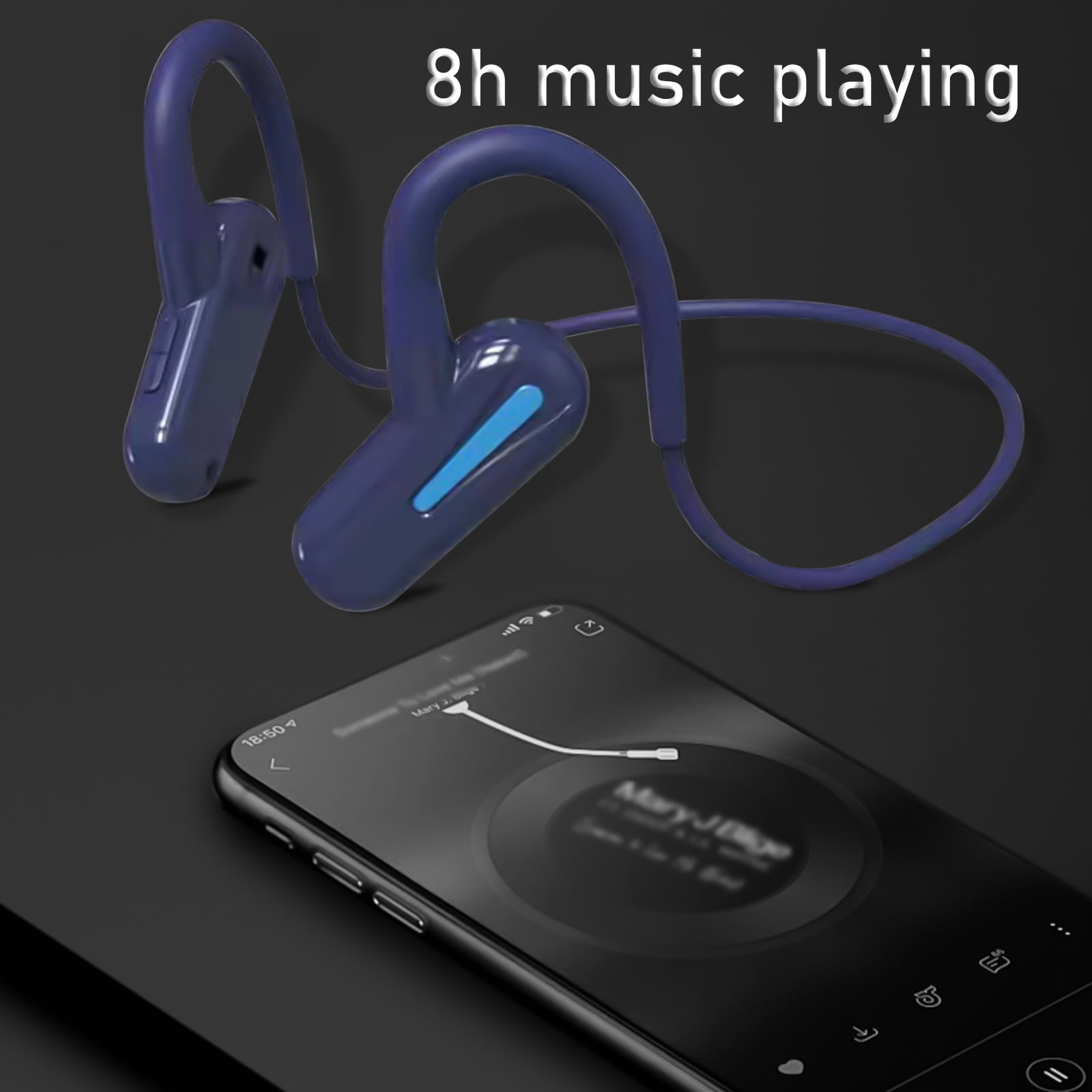 Open Ear Headphones, Bluetooth 5.3 Air Conduction Headphones with Mic Wireless Premium Stereo Sound Earbuds with 40H Playtime & Digital Display, IPX6 Earbuds for Running Fitness(Blue)