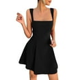 thumbnail image 1 of Vestido elegante de color liso para mujer: escote en V profundo, mangas con volantes, lazo en la espalda, vestido informal de fiesta para ocasiones veraniegas., 1 of 8