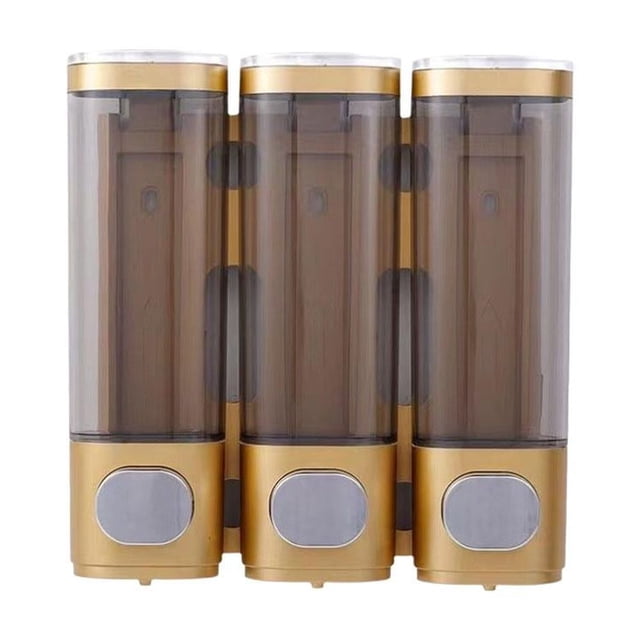 EZLIFE Dispensador de jabón de tres cabezales con pulsador manual para baño de hotel, caja de montaje en pared. I3R3