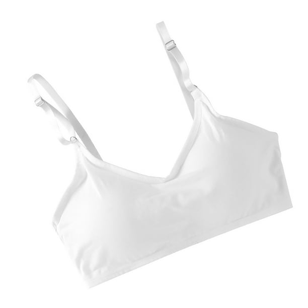 Wireless Bra Push up Adjustable Cotton Bra Cotton Bra Breathable Sports  Girls Underwear Vest, White, S/M 