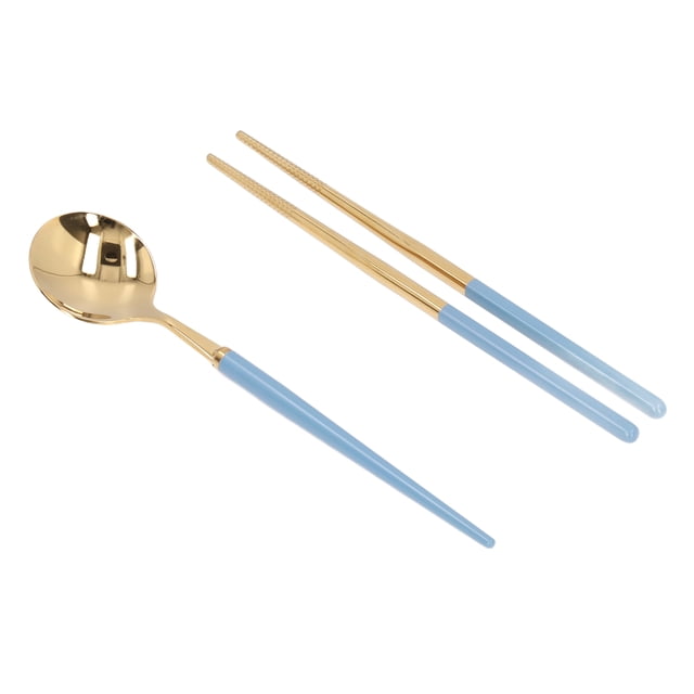 Ensemble d'Ustensiles Réutilisables, Applications Larges Ensemble de Vaisselle en Acier Inoxydable Résistant à la Corrosion Portable pour Hôtels pour Familles Or Rose, Or Bleu, Or Vert, Or Bleu Foncé