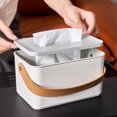thumbnail image 1 of Travelwant Tissue Box Cover Modern PU Leather Square Tissue Box Holder - Decorative Holder/Organizer for Bathroom Vanity Countertop, Night Stands, Office Desk & Car, 1 of 7