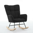 thumbnail image 2 of BISHE Modern Nursery Rocking Chair Upholstered Glider Chair with High Backrest Rocker Accent Armchair with Solid Wood Legs for Nursery Bedroom Living Room Teddy, Black, 2 of 5