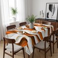 thumbnail image 6 of Burnt Orange White Moire Table Cloth Waterproof Tablecloths, Modern Abstract Art Tablecloth Dining Table Cover for Kitchen Party Tabletop Outdoor, Rectangle Tablecloth 52x70 Inch, 6 of 9