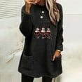 thumbnail image 2 of Jsaierl Merry Christmas Fleece Shirts for Women Funny Xmas Graphic Tees Stretch Round Neck T-shirt Short Sleeve Tunic Blouse Tops Christmas Costumes, 2 of 5