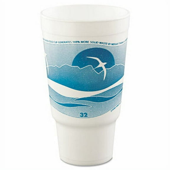 Dart Horizon Hot Cold Foam Drinking Cups 32oz Teal White 16 Bag 25 Bags /carton (DCC 32AJ20H)