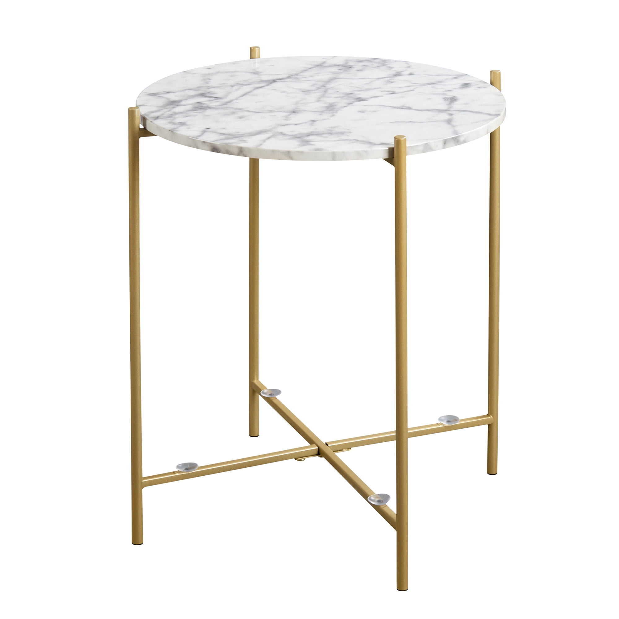 Private Jungle 17.5" Modern Round Side Table with Metal Frame, 2 Tier White End Table Nightstand for Living Room Bedroom Private Jungle 17.5" Modern Round Side Table with Metal Frame, 2 Tier White End Table Nightstand for Living Room Bedroom