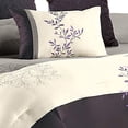 thumbnail image 2 of Benjara BM225189 Polyester Comforter Set with Leaf Embroidery, Gray & Purple - King Size - 7 Piece, 2 of 5