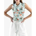 thumbnail image 2 of Hawaiian Flower Flamingo Sleeveless Golf Shirts For Women Moisture Wicking Sports V-Neck Polo Lightweight Quick Dry Womens Tank Tops M, 2 of 9