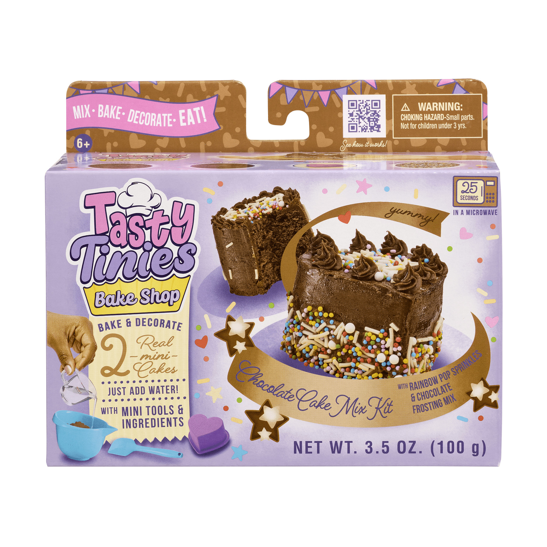 Tasty Tinies Bake Shop Mini Baking Set W/ Chocolate Cake Mix, Chocolate Frosting, Rainbow Sprinkles