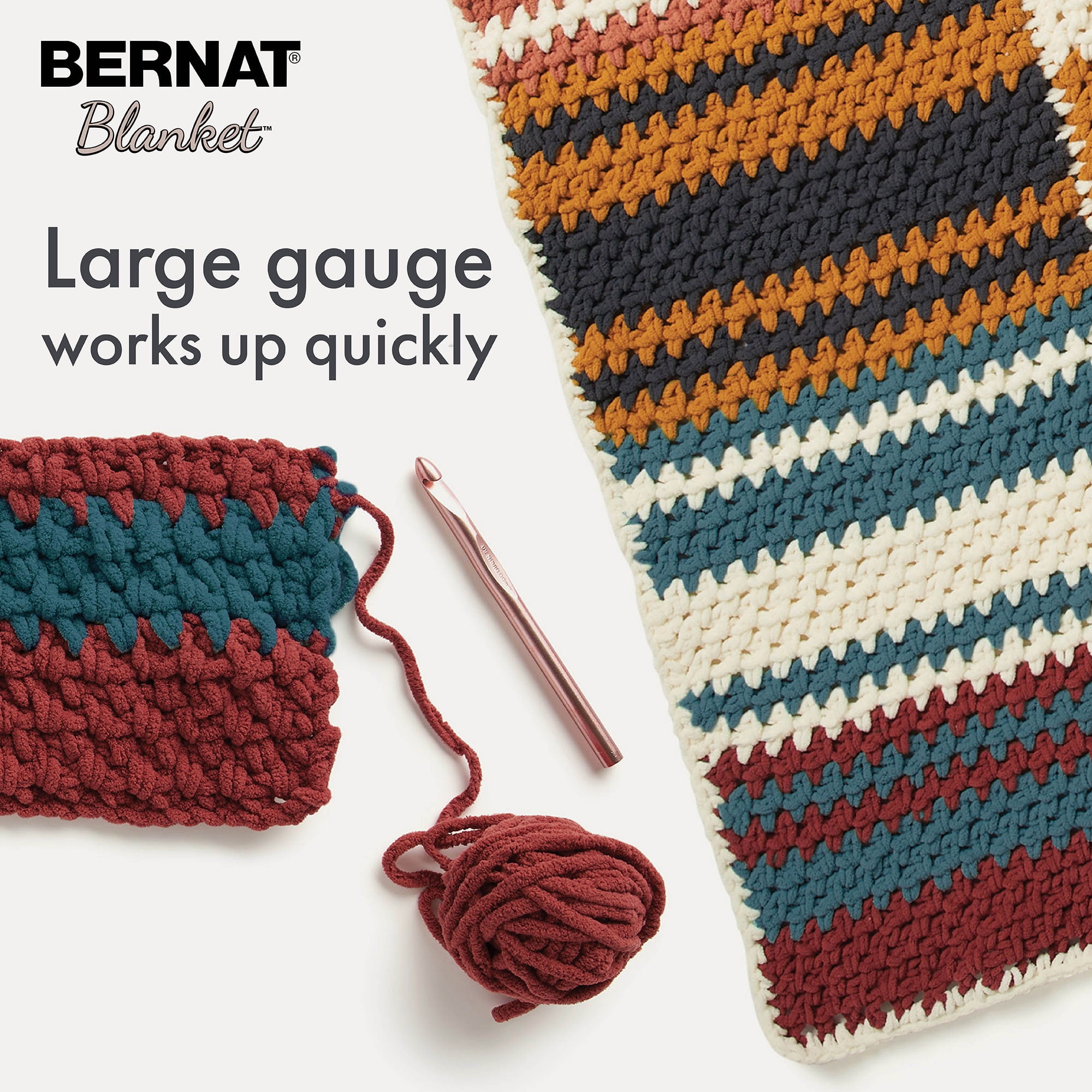 Bernat® Blanket™ #6 Super Bulky Polyester Yarn, Purple Sunset 10.5oz/300g, 220 Yards, Polyester #6 Super Bulky Yarn