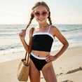 thumbnail image 2 of Girls Swimsuit Two Piece Bathing Suit Cute Top with Backless Swimsuits for Summer Beach Pool Party Swimwear 5-6 Years, 2 of 8