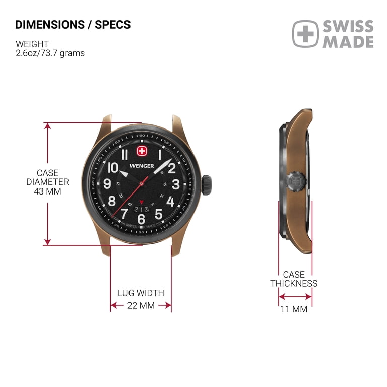 Wenger, Swiss Made Watch, Bronze and Black Ice, Black Silicone