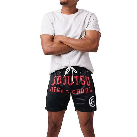 Jujutsu Kaisen High School Men's Black Active Mesh Shorts - Medium