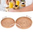 thumbnail image 4 of Plateau en Rotin, 2 Pcs Plateau de Service Rond en Rotin Tissé à la Main Plateau de Rangement pour Thé Fruits pour Cuisine Domestique, 4 of 8