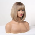 thumbnail image 3 of Short Bob Wig With Bangs,Shoulder Length Wigs for Women Short Wavy Women's Wigs Natural Looking Heat Resistant Synthetic Wigs for Daily Use A4, 3 of 6