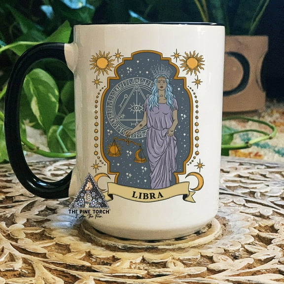 Libra Zodiac Coffee Mug, Witchy Libra Birthday Gift for Her