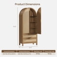 thumbnail image 6 of SICOTAS 70.9" Tall Arched Pantry Cabinet Set of 3,Boho Farmhouse Storage Cabinet with Rattan Doors & 2 Drawers, Adjustable Shelf, 31.5" Wide for Kitchen Living Room Dining Room, 6 of 7