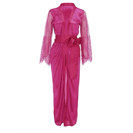 beishanbush 50% Off Clearance Intimates Under $10 Women Satin Long Nightdress Silk Lace Underwear Nightgown Sleepwear Robe