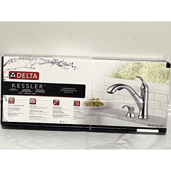 Delta Kessler Chrome Single Handle Pull-out Kitchen Faucet with Soap Dispenser