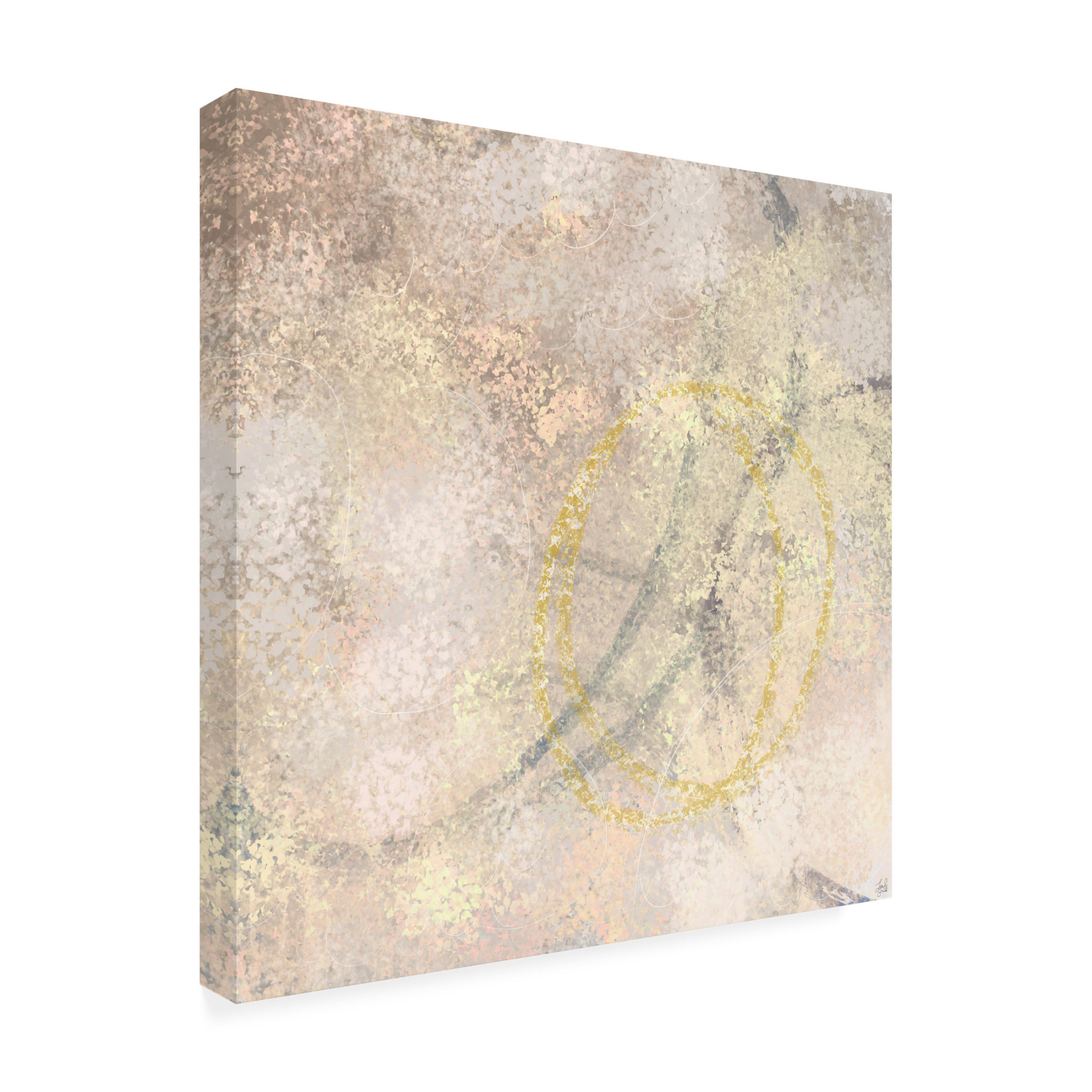 Canvas Wall Art - Line and Brush 'Strokes Circles 1' Wall Art for Living Room, Bedroom, or Office Décor by Trademark Fine Art - 14 x 14 Inches