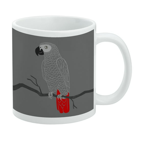 African Grey Parrot Bird Pet White Mug