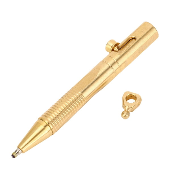 Mini Bolígrafo, Bolígrafo, Brass Compact De Escritura De Escritura Documentos De Firma Pluma Con Llavero En La Parte Superior Para Trabajar En La Oficina Viajando