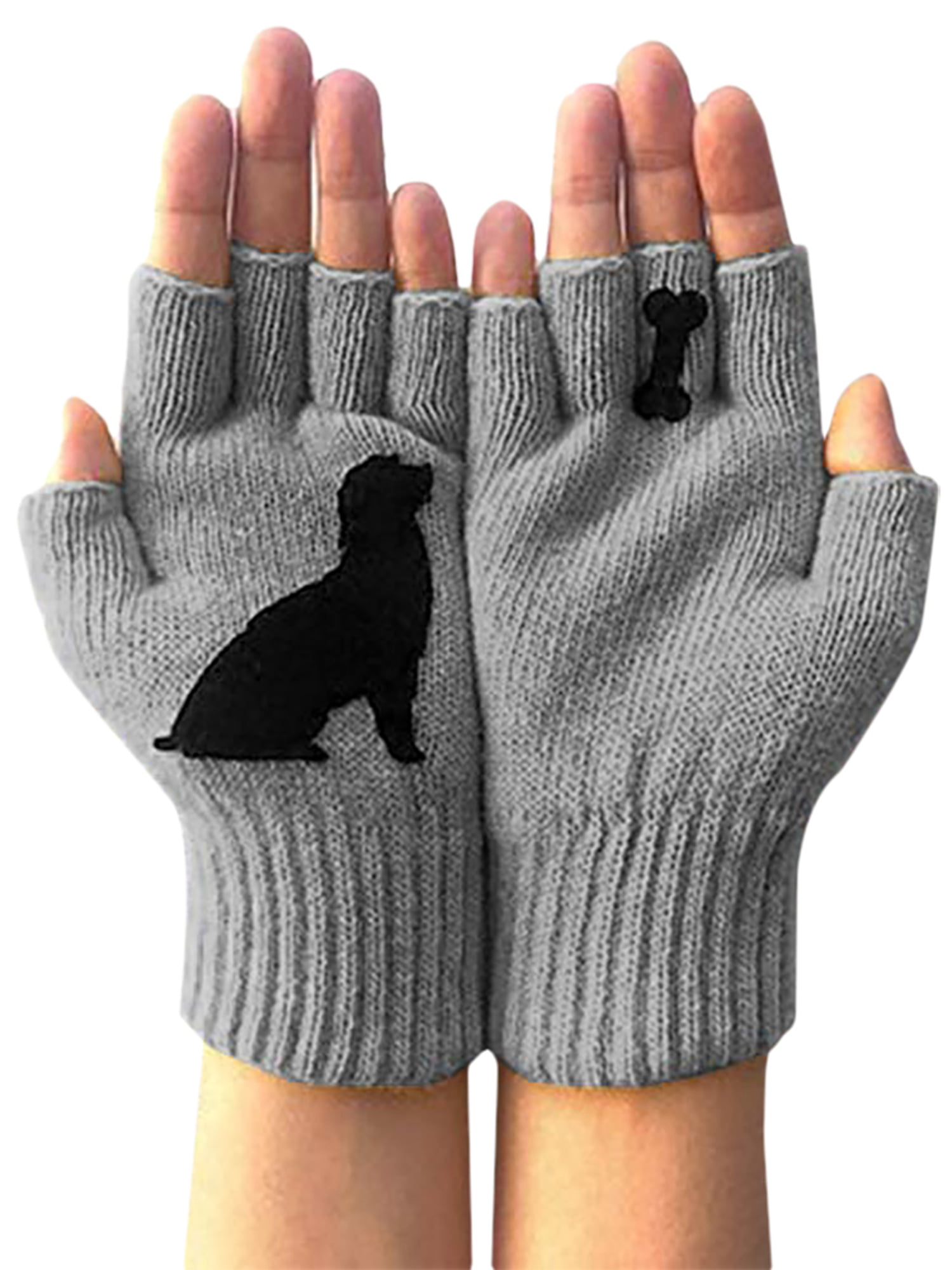 HAND-KNITTED Woollen Gloves Fleece Lined Mitten Wrist Warmer Ski Wool Glove 