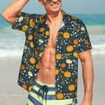 thumbnail image 7 of Sikiie Pumpkin Print Men's Hawaiian Shirt, Summer Beach Button Pocket Short Sleeve T-Shirt,3X-Large, 7 of 7