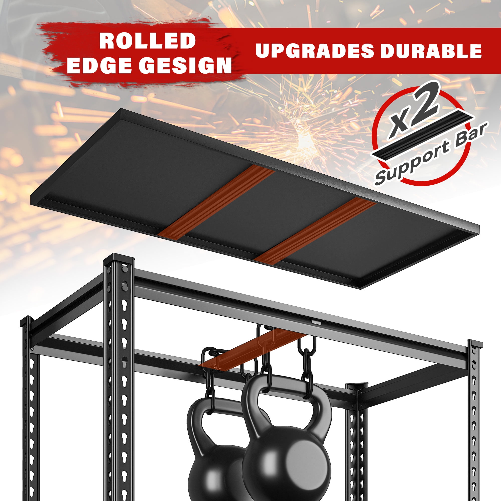 REIBII 3000 LBS Heavy Duty Storage Shelf for Garage Storage 72" Adjustable Metal Shelving Rack