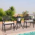 thumbnail image 2 of Nuu Garden 3 Pieces Cast Aluminum Outdoor Patio Bistro Set with Cushions, Patio Furniture Set with Umbrella Hole All-Weather Small Patio Table and Chairs,Black&Beige, 2 of 9