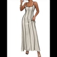 thumbnail image 1 of Vestido de Verano Sin Mangas con Cuello Halter y Contraste de Colores para Mujer Caqui L, 1 of 7