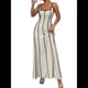thumbnail image 1 of Vestido de Verano Sin Mangas con Cuello Halter y Contraste de Colores para Mujer Caqui XL, 1 of 7