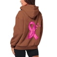 thumbnail image 6 of Womens Fall Zip Up Hoodies Breast Cancer Awareness SweatshirtsSurvivor Support Shirts Women, Drawstring, Pink Ribbon Print Long Sleeve Winter Comfy Track Jackets with Pocket Brown S, 6 of 7
