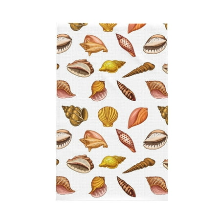 

Absorbent Kitchen Towels Conch Shells Print No.9025 Quick Drying Dish Towels for Kitchen Drying Soft Hand Towels with Lanyard for Kitchen Decor