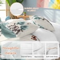 thumbnail image 2 of 3 Piece Teal Blue Floral Duvet Cover Set Full Size,Microfiber Comforter/Quilt Cover with Corner Ties and 2 Pillowcases,Vintage Rustic Botanical Beige Wooden All Season Bedding with Zipper Closure, 2 of 8