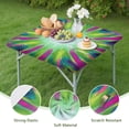 thumbnail image 4 of Colorful Tie Dye Burst Pattern Square Fitted Tablecloth with Elastic Edge,Square Table Cover,Washable Elastic Table Cover for Home Kitchen Party Decor 34"x34", 4 of 6