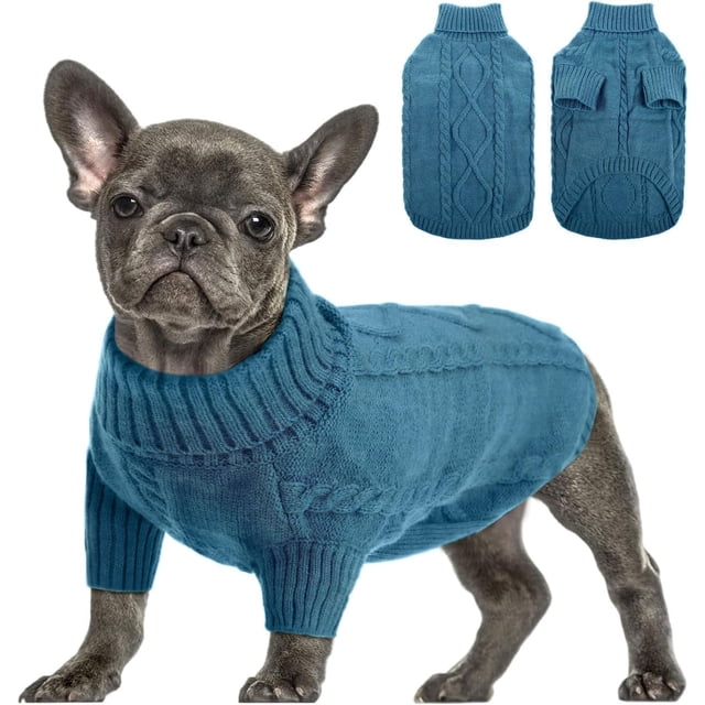 Queenmore Suéter navideño para perros, jersey de punto, ropa navideña para perros, traje navideño para perros con cuello alto, suéteres cálidos para perros pequeños, niños o niñas M