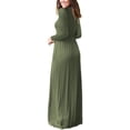 thumbnail image 3 of PPYOUNG Women Long Sleeve Loose Plain Maxi Pockets Dresses Casual Long Dresses Army Green M, 3 of 4