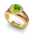 thumbnail image 2 of Diamond-Capitals 2.35 Carat Oval Cut Peridot & Red Ruby Gemstone Beautiful Wedding Ring for Ladies in Solid 18K Yellow Gold Size 7, 2 of 8