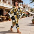 thumbnail image 4 of Xixirimido Retro Sunflower Patchwork Print Kaftan Dress for Women, Plus Size Hawaiian Batwing Sleeve Beach Cover Up V-Neck Summer Swimsuit Dresses, 4 of 7