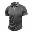 thumbnail image 6 of ZCFZJW Mens Golf Shirt Moisture Wicking Lightweight Quick-Dry Short Sleeve Casual Plaid Patchwork Print Collared Athletic Workout Tees Tops Dark Gray XL, 6 of 9