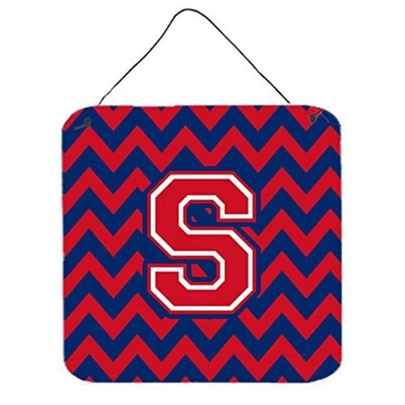 Letter S Chevron Yale Blue & Crimson Wall or Door Hanging Prints